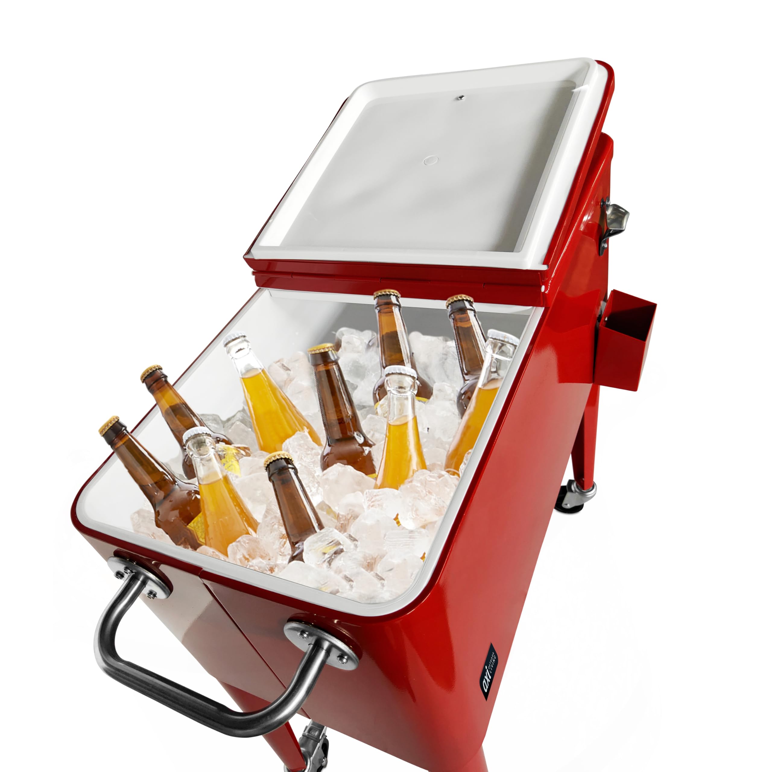 AXI Retro Getränkekühler | Kühlwagen/Kühler mit Rollen - 76 Liter | Fahrbare Kühlbox in diversen Farben für den Garten/Outdoor.
