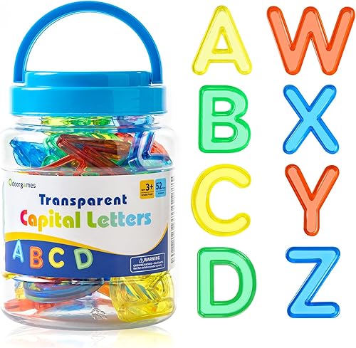 52 Piezas Letras Mayúsculas Translúcidas – Juguetes de Mesa de Luz, Manipulativos y Accesorios para Aprendizaje Mejorado y Diversión