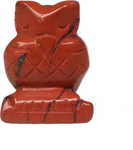 Natural Red Jasper Gemstone Owl Crystals and Healing Stones Figurines,1.5 Inches Room Decor Collectibles
