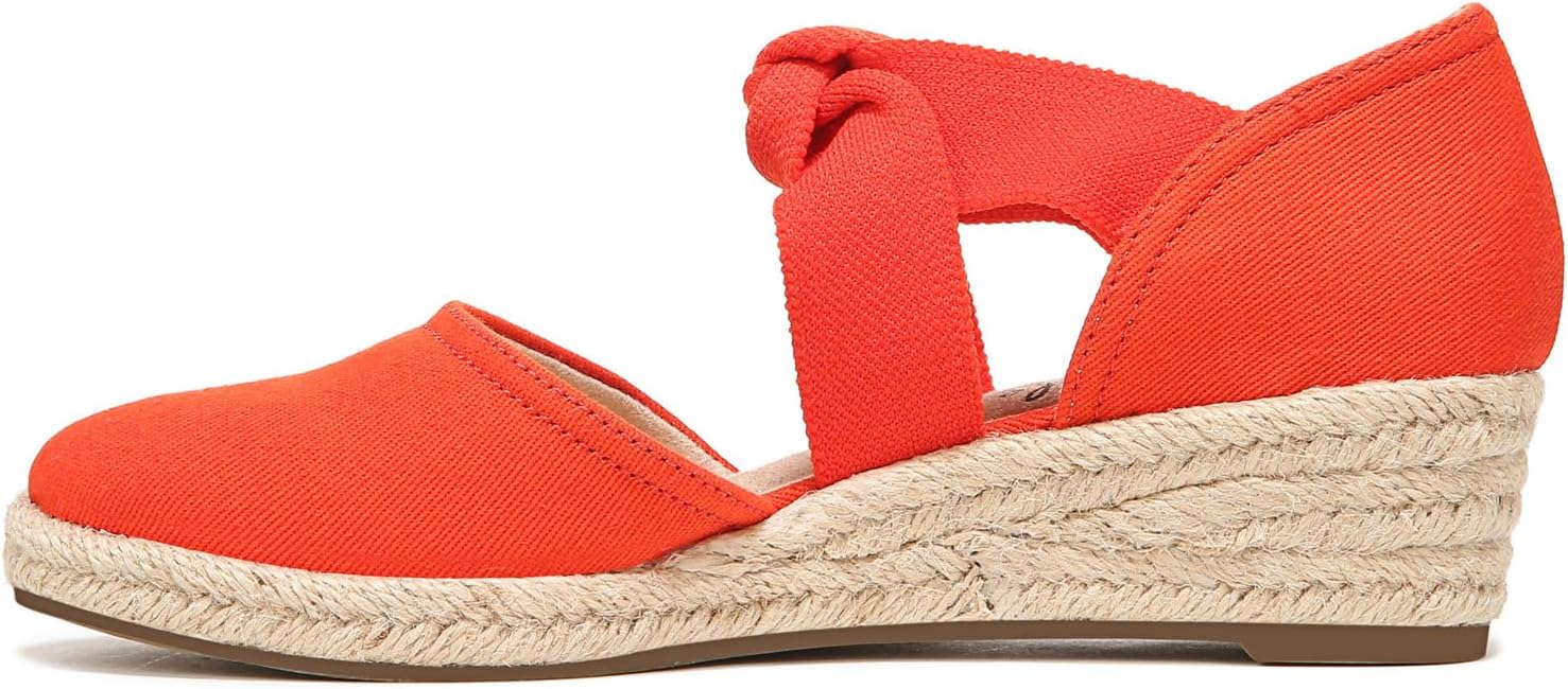 LifeStride Womens Kascade Espadrille Wedge Mary Jane Flat, Orange, 7 Wide US