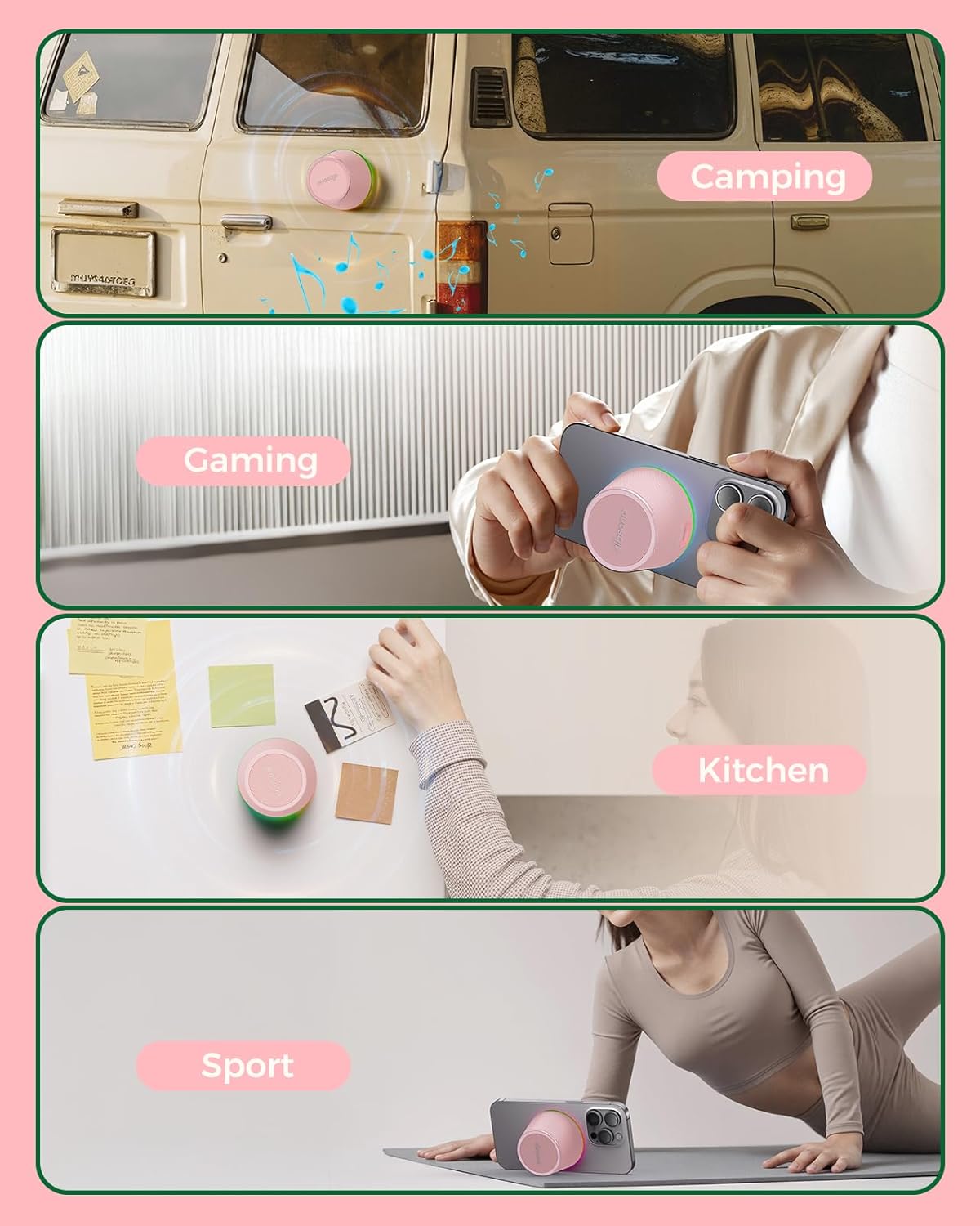 dbsono Small Bluetooth Speaker Gifts for Teens: Graduation for Him Her, 3 in 1 Portable Magnetic Speaker with 9-Mode Lights, Waterproof Phone Stand for Desk, Birthday Gadget for Boys Girls