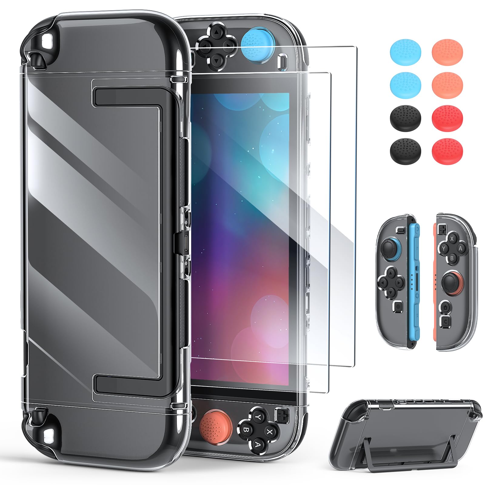 Switch 2 Clear Protective Case for Nintendo 2 2025 3-in-1 Transparent Hard PC Protection Cover for Joy con