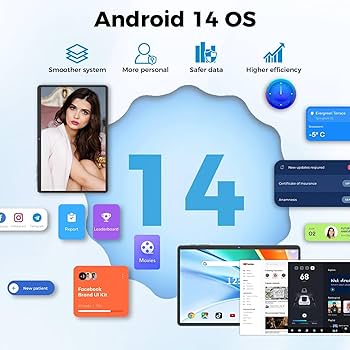 Relndoo Android Tablet, 11 inch Android 14 Tablet, 12GB RAM