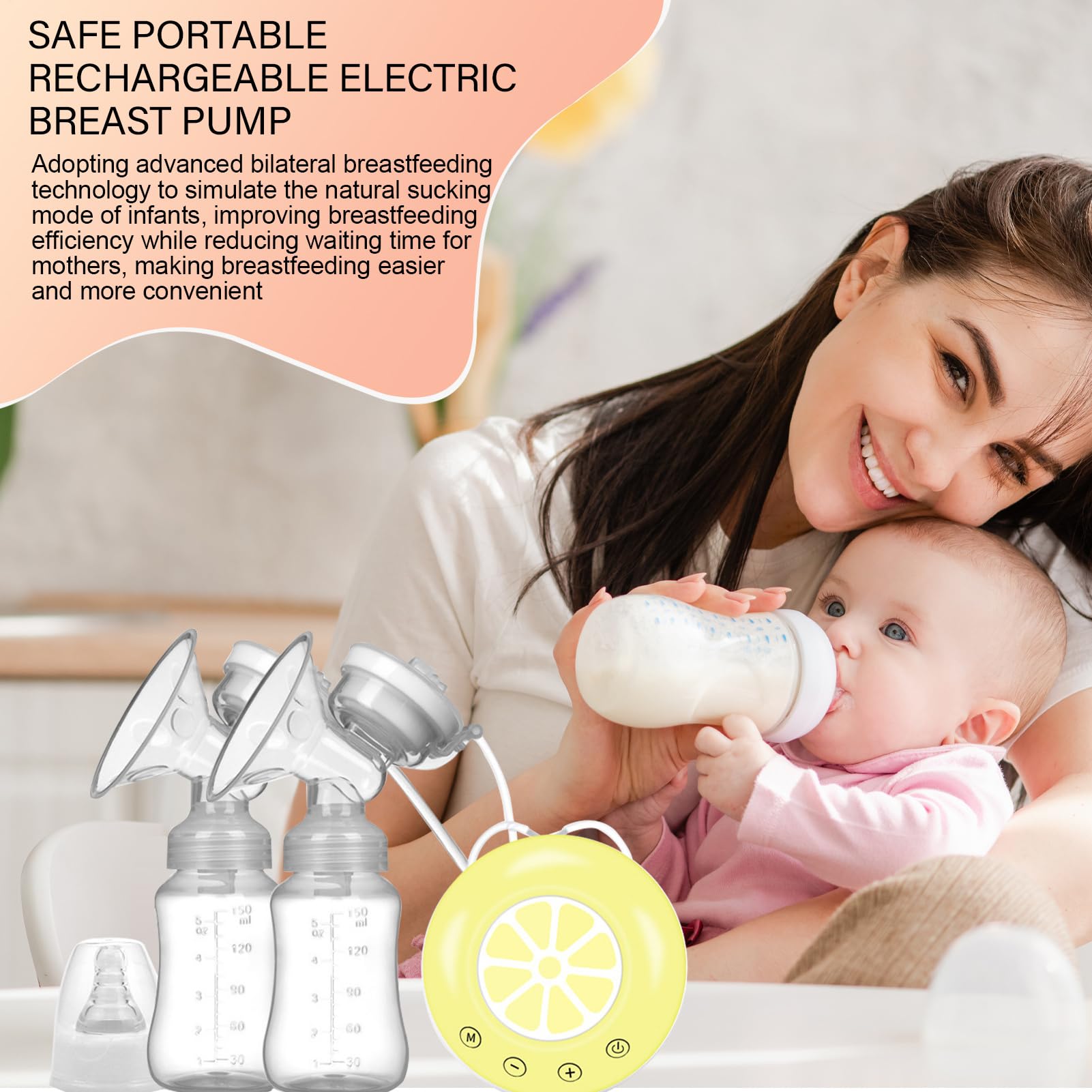 Tiralatte elettrico – Dispositivo di portatile, estrattore regolabile per allattamento, silenziosa macchina ricaricabile (design confortevole in silicone) | Collettore di latte alimentato