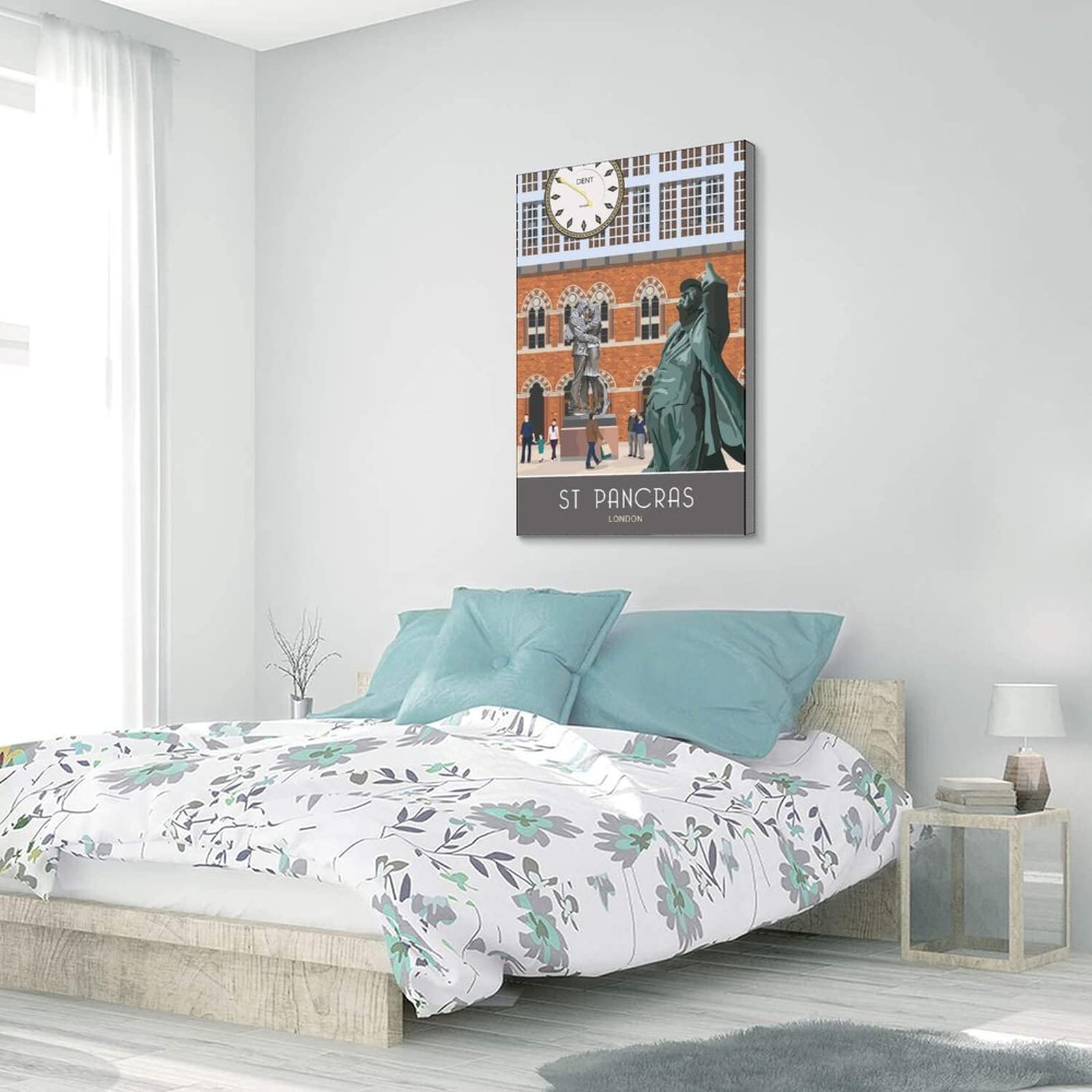 Cartel decorativo de viaje de la estatua de San Pancras de Londres de la vendimia de San Pancras Cartel decorativo de la lona del dormitorio moderno del arte de la pintura
