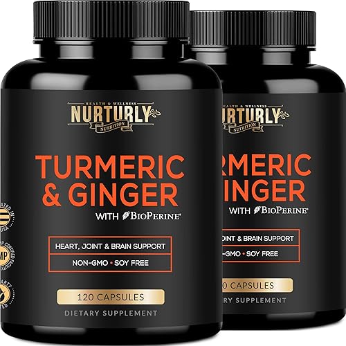 Curcumina de cúrcuma con bioperina y jengibre, pimienta negra y 95% curcuminoides  Suplementos de cúrcuma de alta absorción para articulaciones,