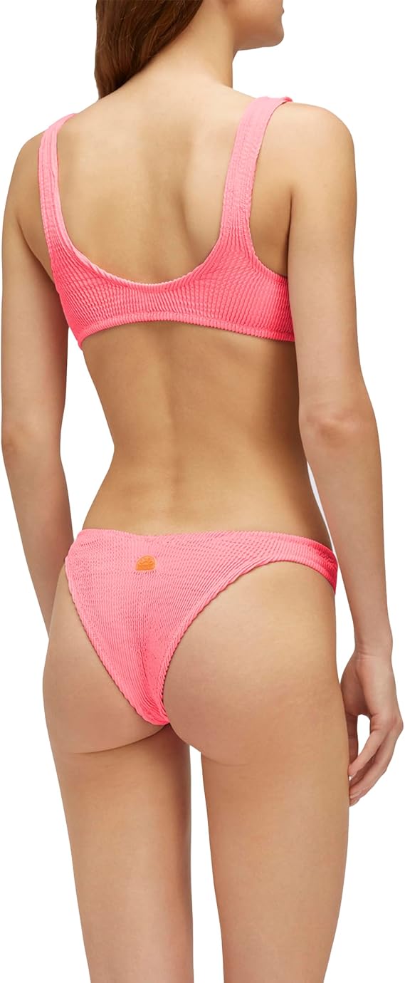 High-Leg Bikini Bottom in Embossed Texture Fabric