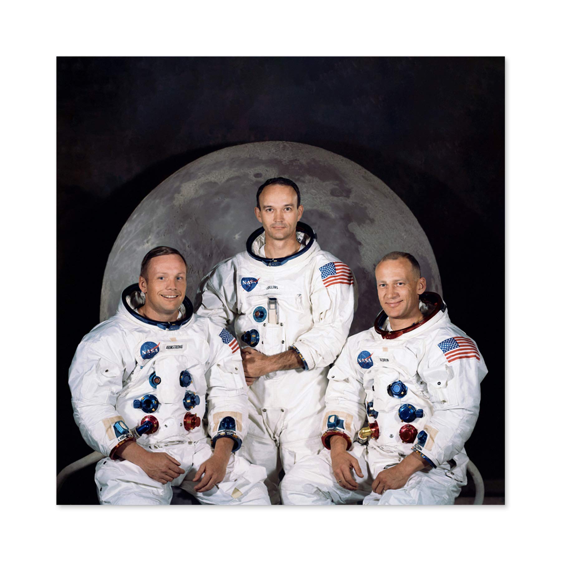 Artery8 Space NASA Apollo 11 Crew Armstrong Collins Aldrin Large Wall Art Poster Print Thick Paper 24X24 Inch