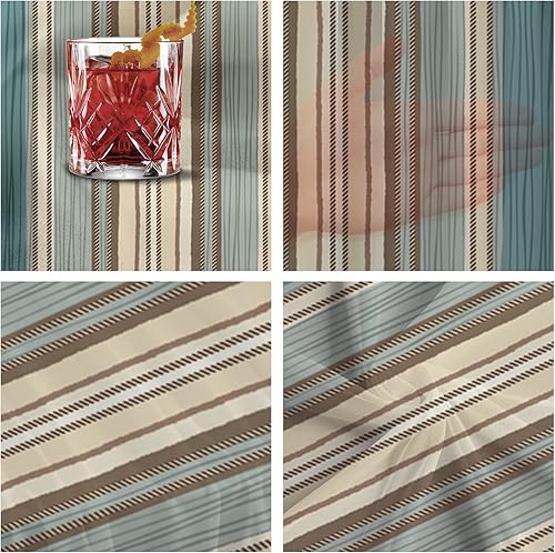 Miniatura 6 de Camino de mesa de gasa bohemio a rayas verde azulado y verde de 55 pulgadas de largo, camino de tul transparente de gasa para boda, recepción,