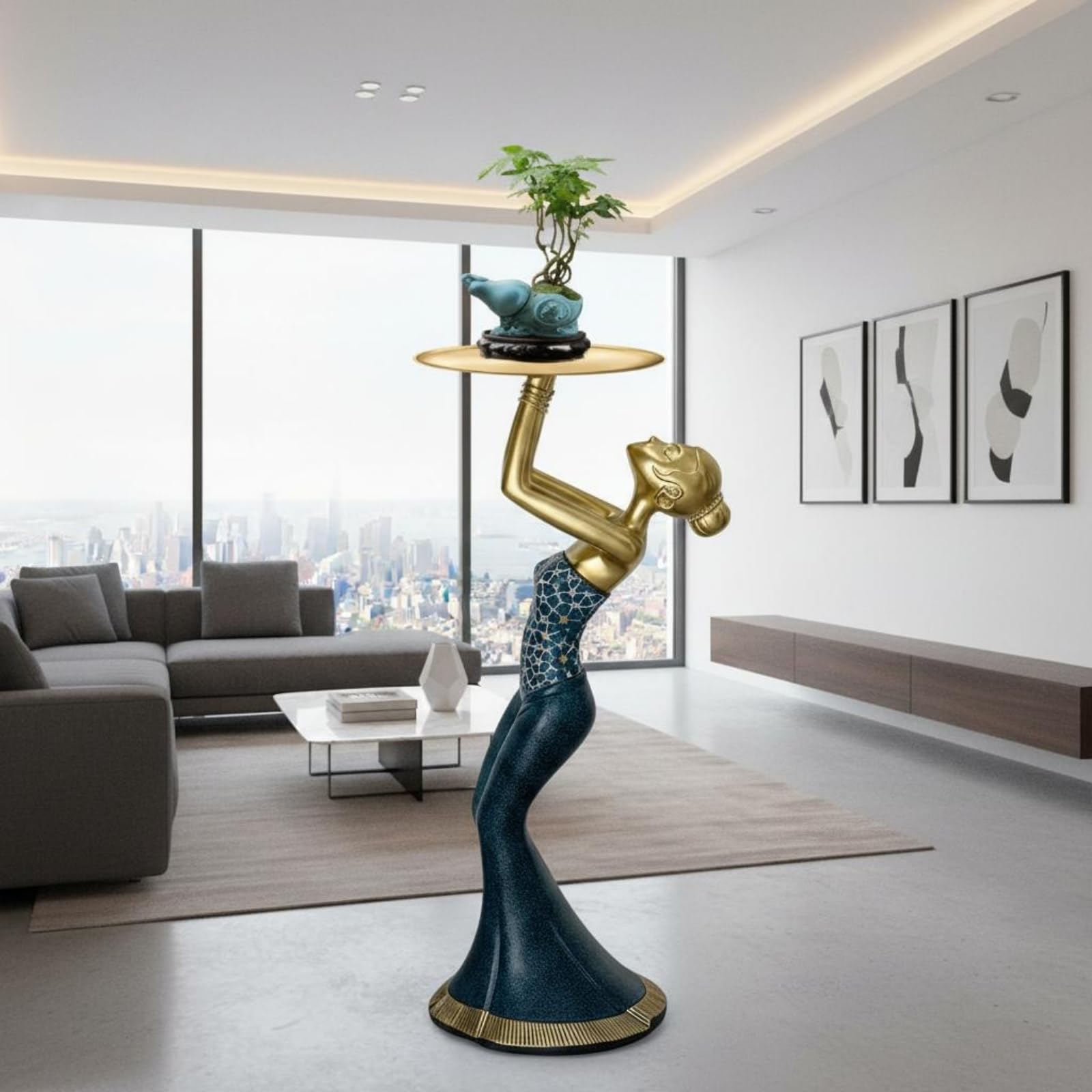 Escultura de Pie Regalo Ideal Estatua de Figura Elegante Adorno Decorativo para Recibidor, Estilo De Pie