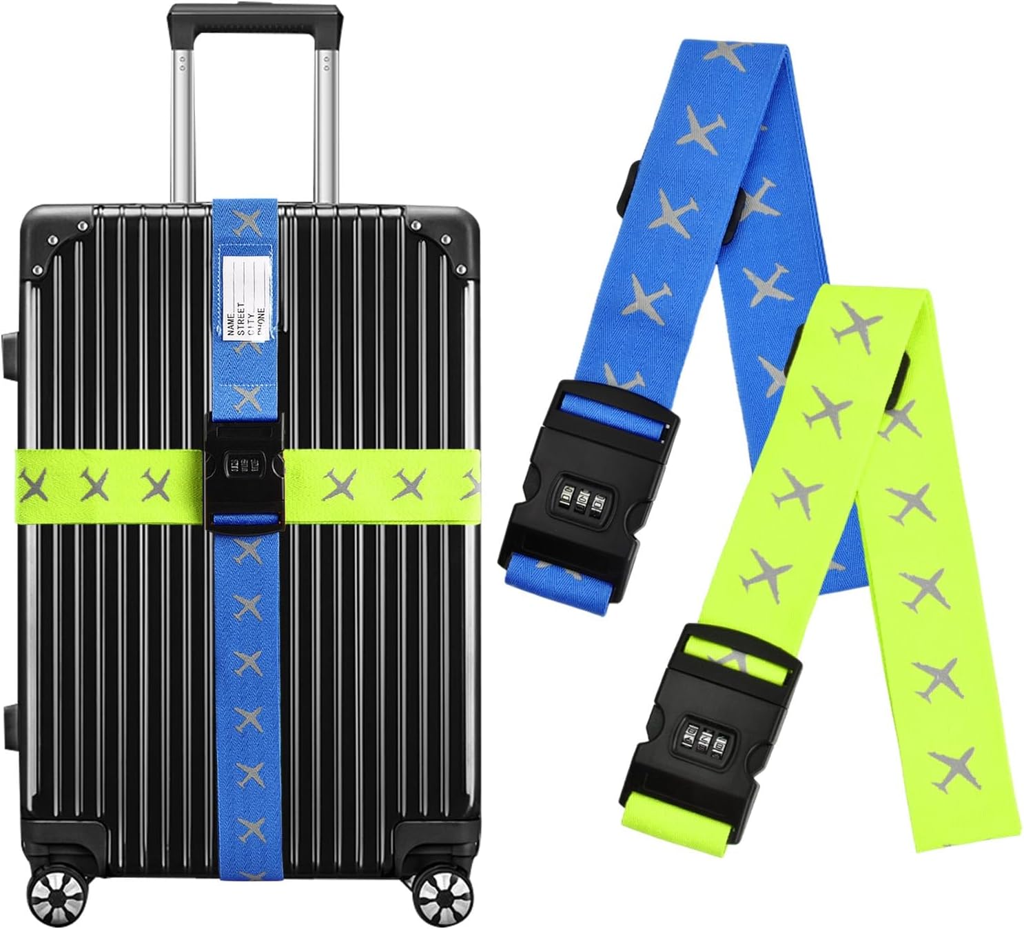 2Pcs Luggage Straps for Suitcase Adjustable Travel Packing Belt with