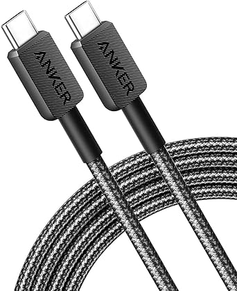 Anker Type C to Type C Braided 3ft Black PD Cable, Super Fast Charging (50% Charge in 30 mins), Data Sync Compatibility & Power Delivery (PD) for iPhone 15, Samsung, OnePlus & others