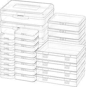 Jutieuo 28 Pack Mixed Sizes Rectangular Mini Plastic Containers Clear ...