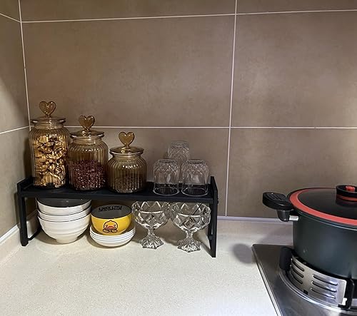 Miniatura 7 de Organizador pequeño expandible de 16 a 26 pulgadas, apilable, estante para encimera de cocina, estante de fregadero de 20 libras, estante elevador