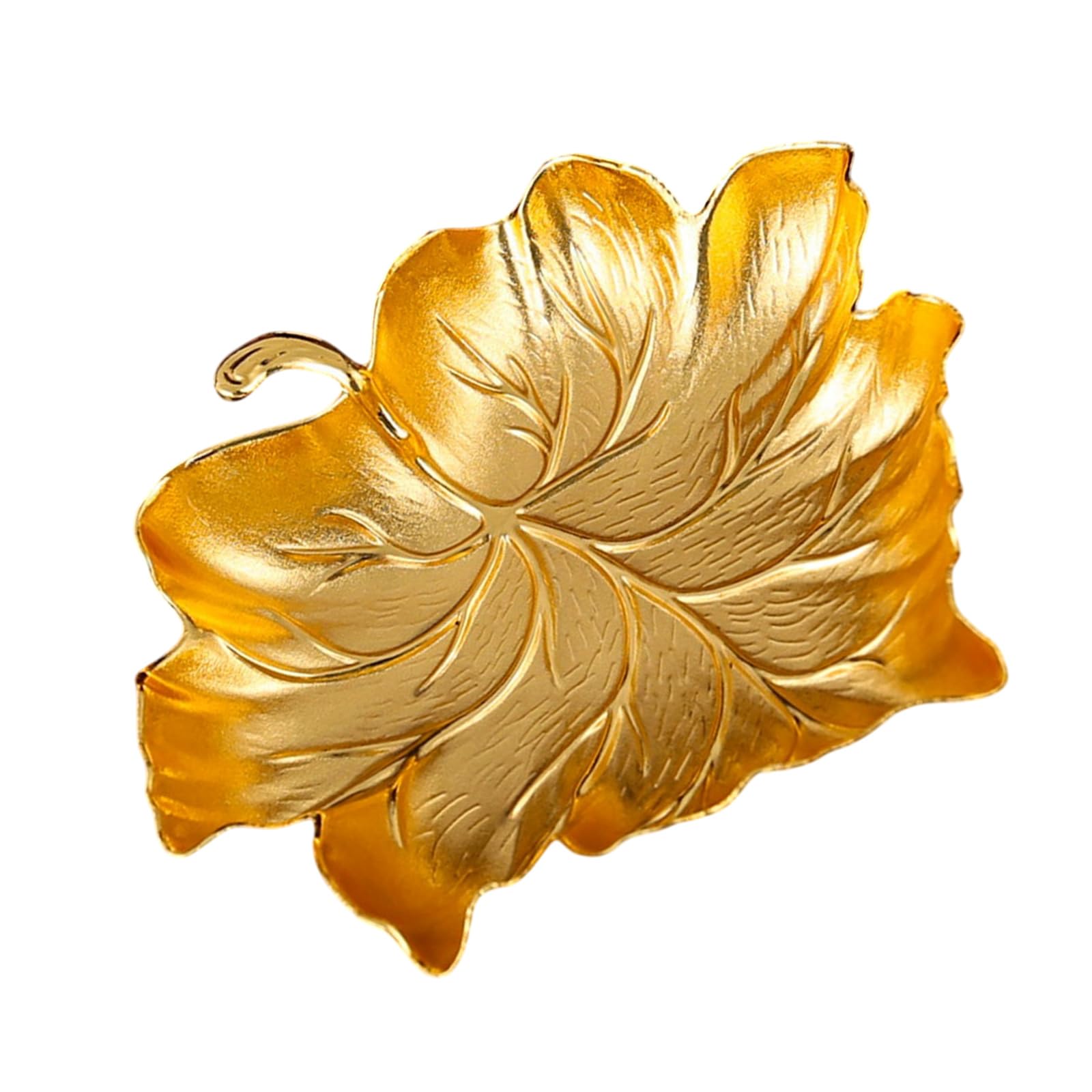 Kaeltsyn Sophisticated Jewelry Organiser with Intricate Leaves Embossing Elegant Tray Small Rings Accessory Holder for Home Use Metal Alloy Jewelry Plate