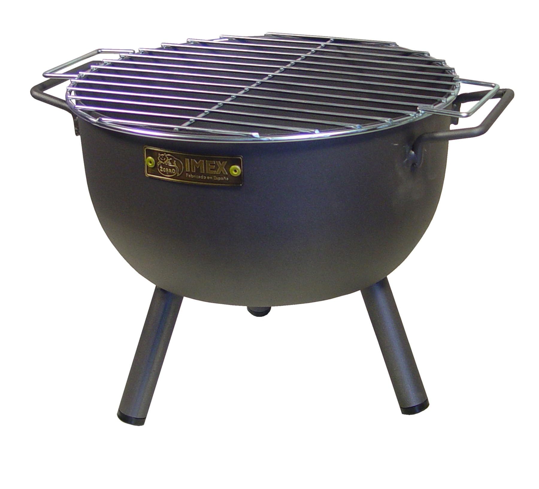 IMEX EL ZORRO 71425.0 Barbacoa Sobremesa Redonda con Parrilla Cincada, Negro, 24 x 24 x 33 cm
