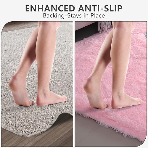 Miniatura 5 de Shag Area Rugs for Bedroom Living Room,5X8 Ultra Soft Fluffy Area Rugs for Dorm, Indoor Carpet Nursery Rugs for Kids Girls Room Home Decor, Pink