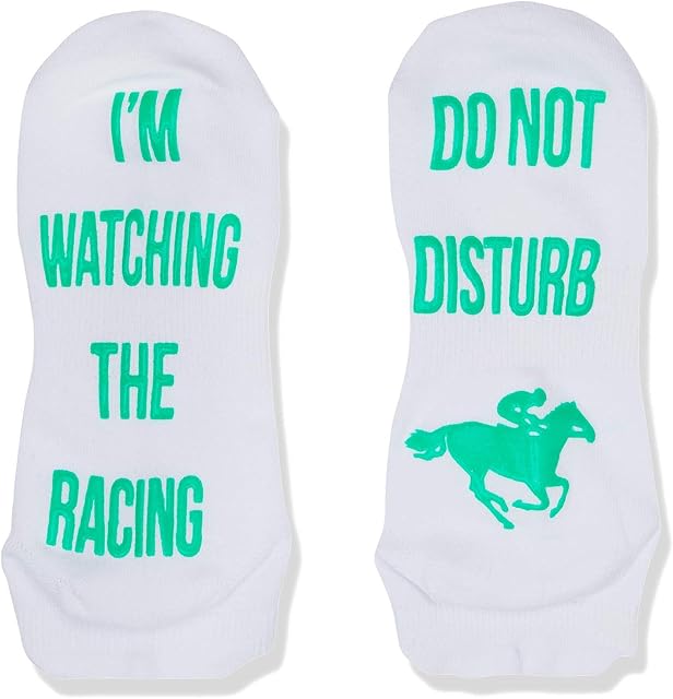 'Do Not Disturb, I'm Watching The Racing' Funny Ankle Socks - Great Gift For Horse Racing Fans