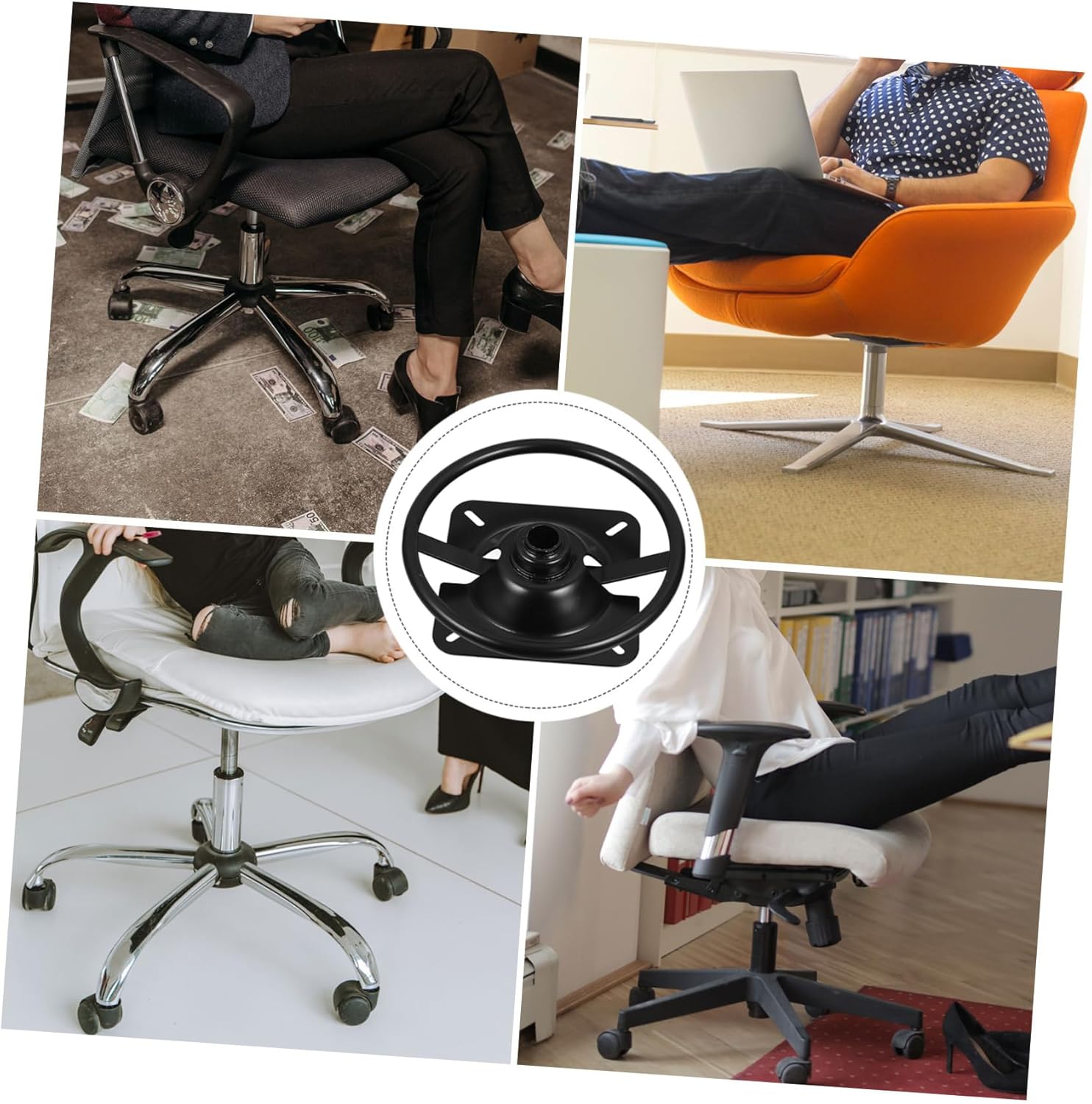 jojofuny Heavy Duty Swivel Base Replacement Plate for Office Chair Adjustable Rotating Mechanism Compatible Gaming Chairs and Bar Stools Easy Installation