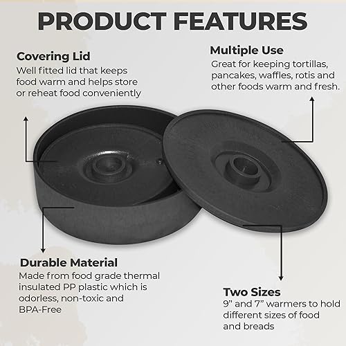 Miniatura 3 de Recipiente calentador de tortillas, soporte de plástico para tortillas con tapa, calentador de tacos, recipiente para panqueques Roti Chapati,