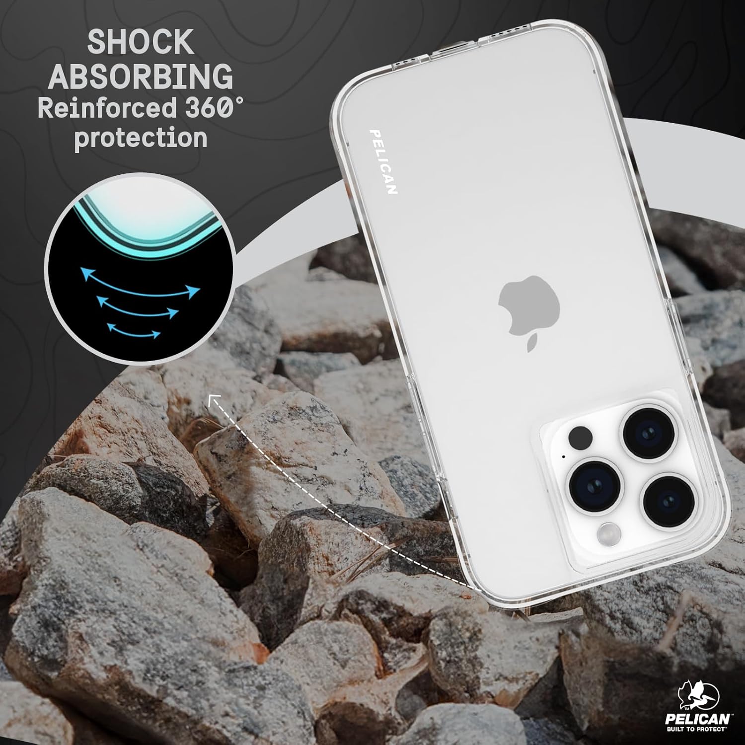 Pelican Ranger Series - iPhone 15 Pro Case 6.1" [Wireless Charging Compatible] [Anti-Yellow] Protective Phone Case with Anti-Scratch Tech [12ft MIL-Grade Drop Protection] iPhone 15 Pro Cover - Clear