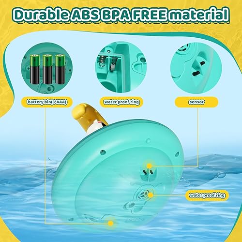 Miniatura 5 de Juguetes de baño para niños pequeños, aspersor astronauta, juguetes de bañera para niños pequeños con luz RGB, rotación y rocío, juguetes de baño