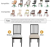 Vista 6 de YISUN Fundas de asiento para silla de comedor, elástico de elastano celosía jacquard, extraíble, lavable, fundas protectoras de asiento para sillas