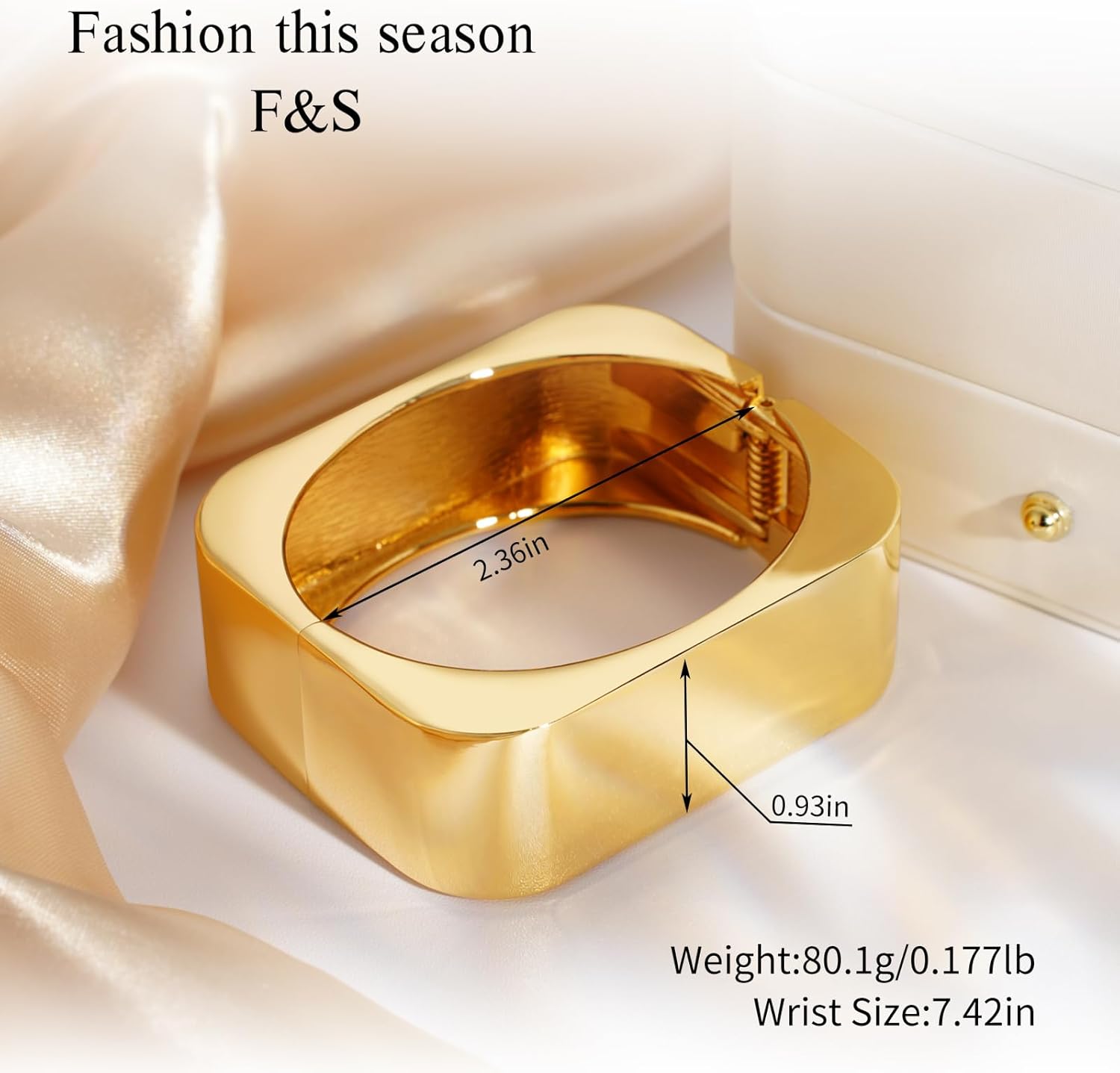 Fashion this season F&S Trendy Elegant Gold Bangles and Bracelets for Women, 2026 New Chunky Thick Wide Wrist Cuff, Textured Stackable Non-Tarnishing Bangle, Trendy Statement Cuff Bracelet Stack Fashion Jewelry Valentine's Day Gifts - Image 2