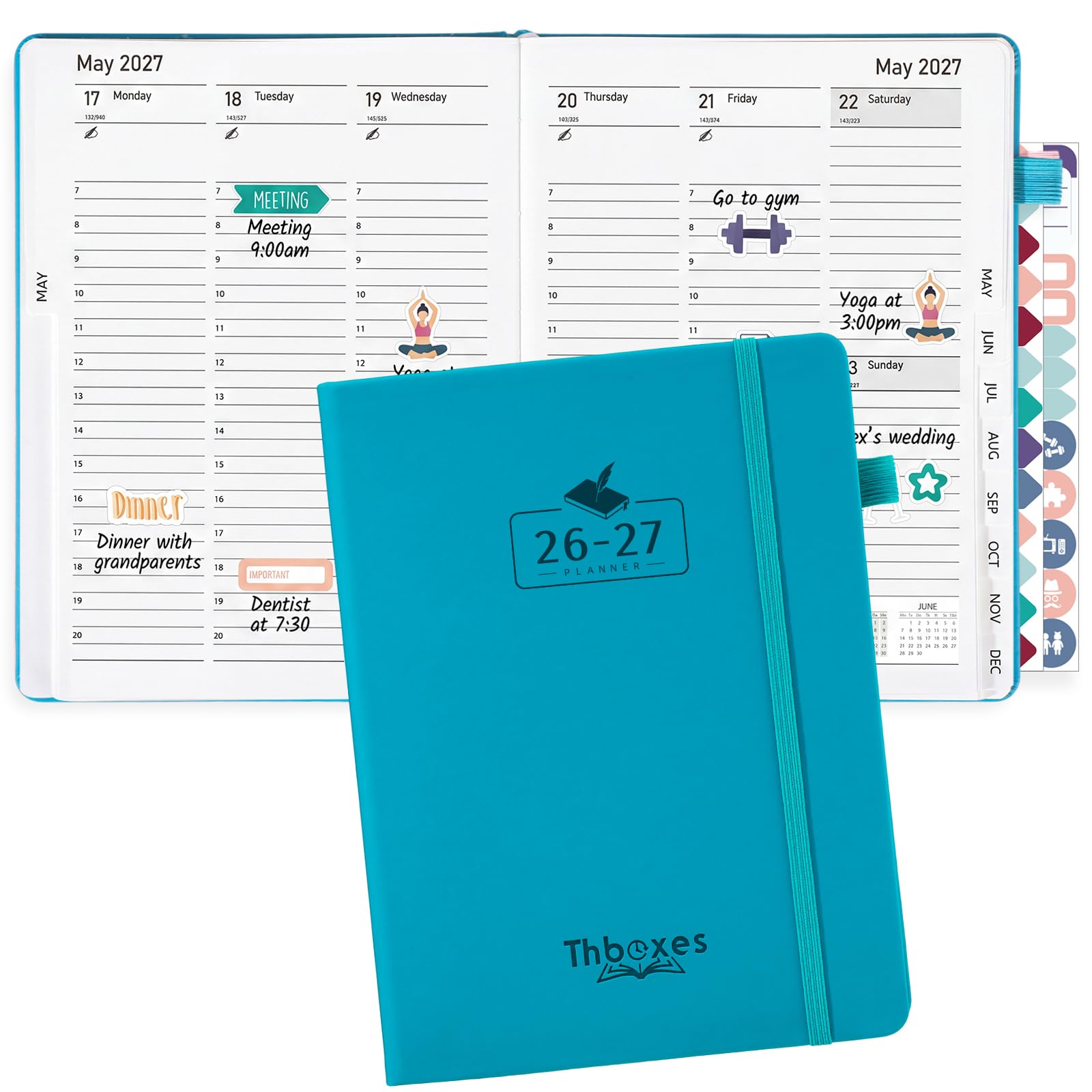 Diary 2027 A5 Week to View, Vertical Weekly Planner with Monthly Tab, Blue