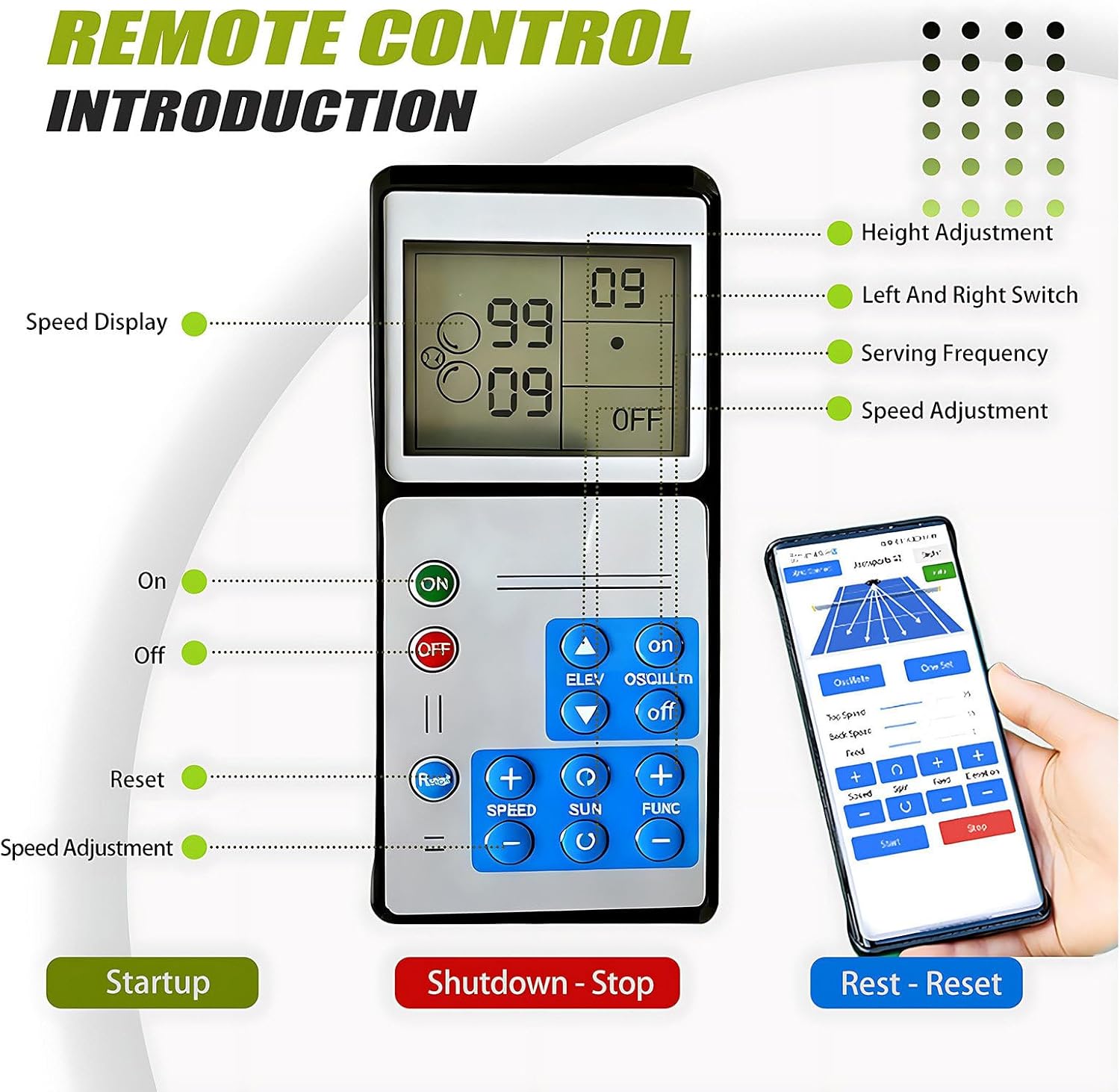 Portable Tennis Ball Machine, Three-Position Adjustable Pull Rod, Dual-Mode Control, Remote Control and Mobile Phone Control, No Worries for Single Person Training