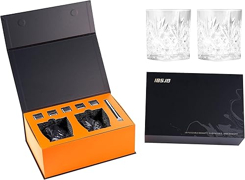 IBSJB Juego de vasos de whisky Contiene dos copas de vino, cinco piedras frías y unas pinzas