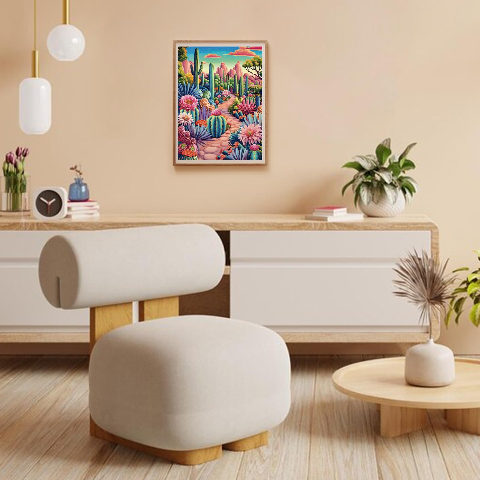 GLOBLELAND 300 Pièces Puzzle en Bois Jungle de Cactus pour Adultes et Monde des Cactus en Bois Puzzle Forme Unique Colorés pour Les Vacances Anniversaire