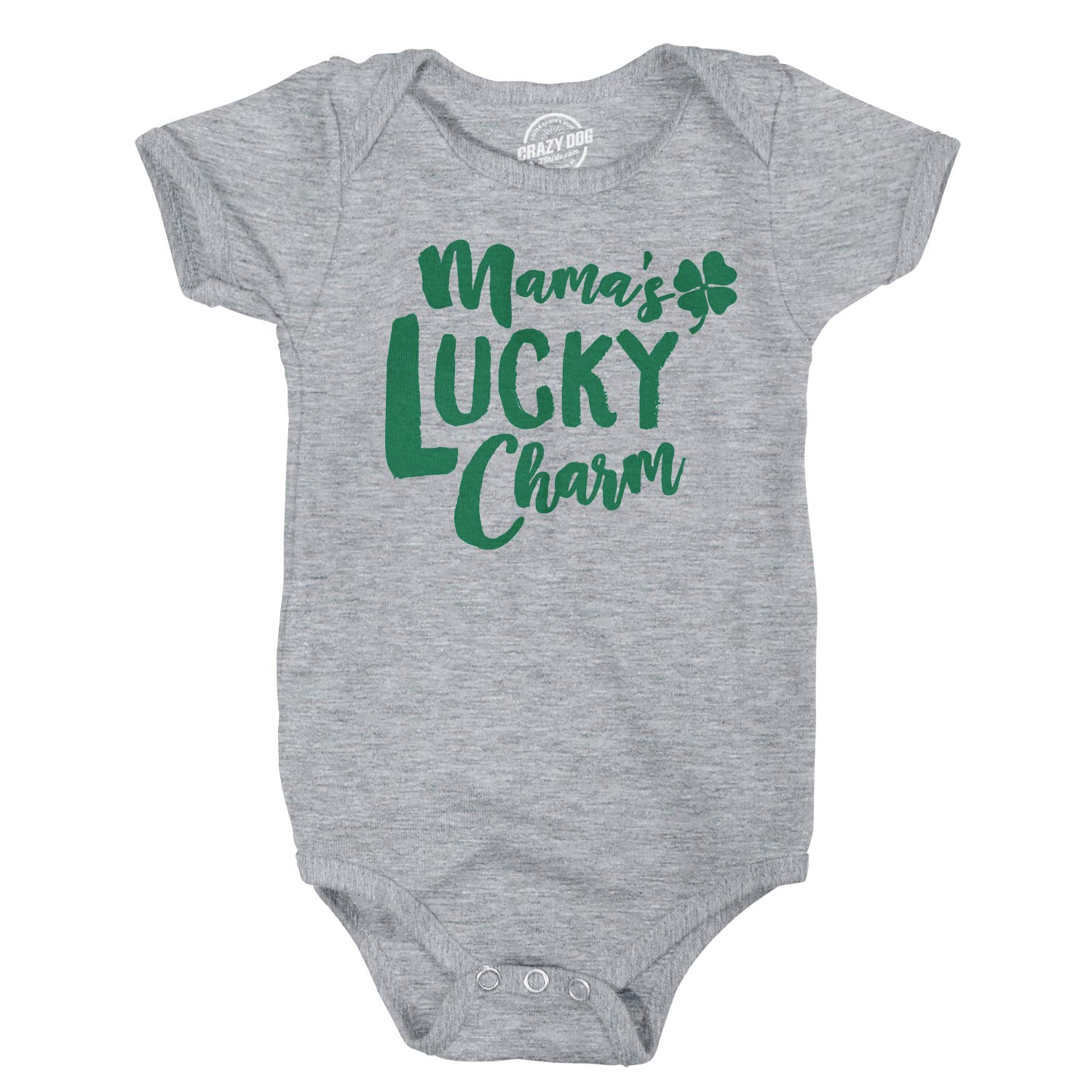Baby Mamas Lucky Charm Funny Irish Shamrock Saint Patricks Day Infant Bodysuit Funny Baby Onesies Saint Patrick's Day Onesie for Baby Novelty Onesie Light Grey Newborn