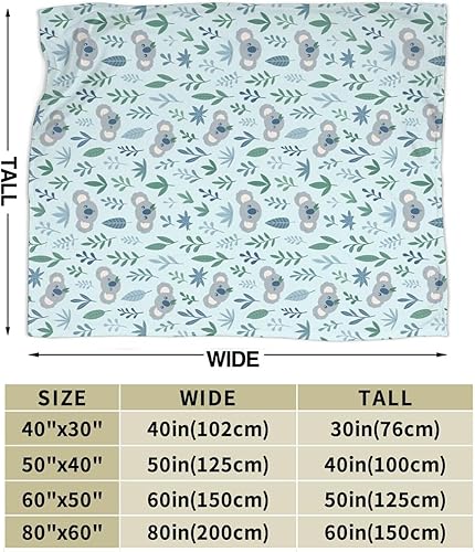 Miniatura 3 de Delerain Manta de franela con diseño de koalas bonitas, ligera y acogedora, manta suave para sofá adecuada para todas las estaciones, de 60 x 80