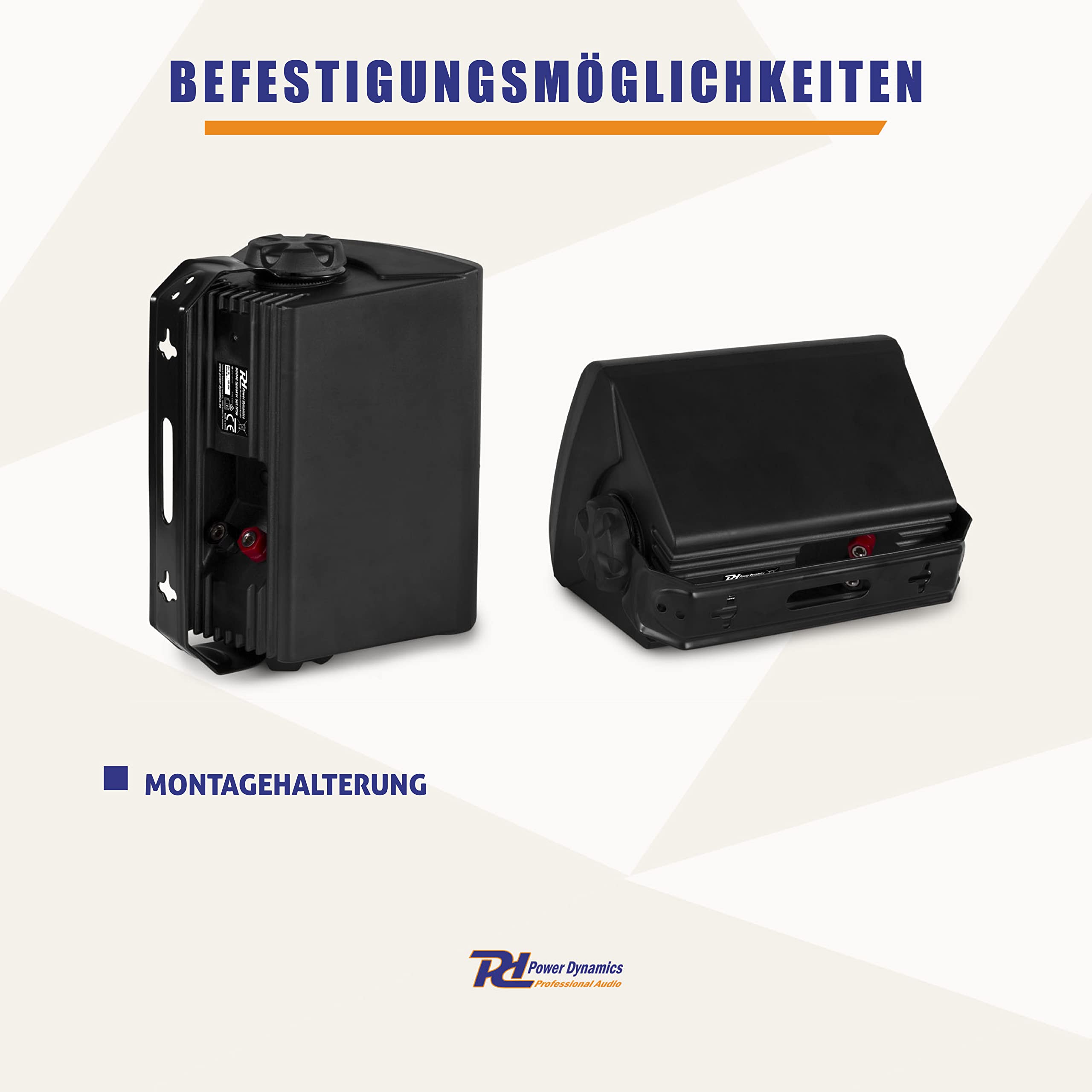 Power Dynamics BGO40 - Lautsprecher Boxen - 2er Set - 100 Watt - 2-Wege In- und Outdoor Wandlautsprecher für die Festmontage an Wand und Decke - Boxen Set für Zuhause, Gastro, Bars - Schwarz