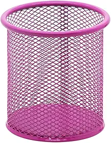 Porta Lápis e Caneta Aramado Redondo Rosa, BRW