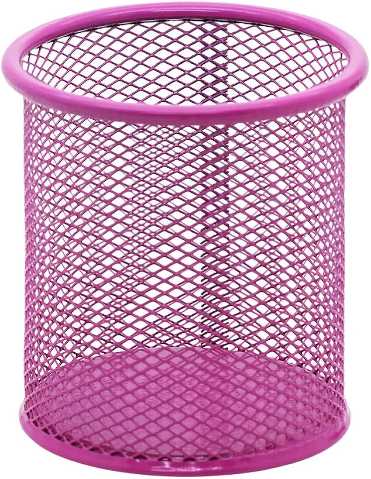 Porta Lápis e Caneta Aramado Redondo Rosa, BRW