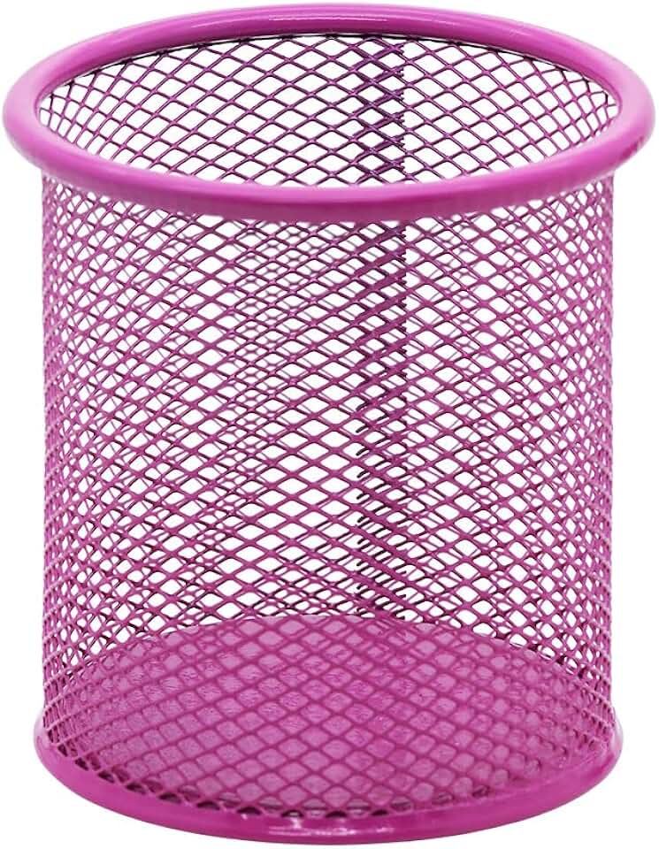 Porta Lápis e Caneta Aramado Redondo Rosa, BRW