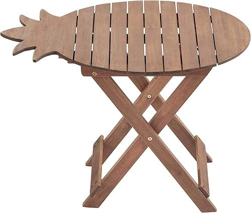 Miniatura 4 de Teal Island Designs Monterey - Mesa auxiliar plegable de madera de acacia moderna para exteriores, 21 x 19 pulgadas, listones de pescado natural,