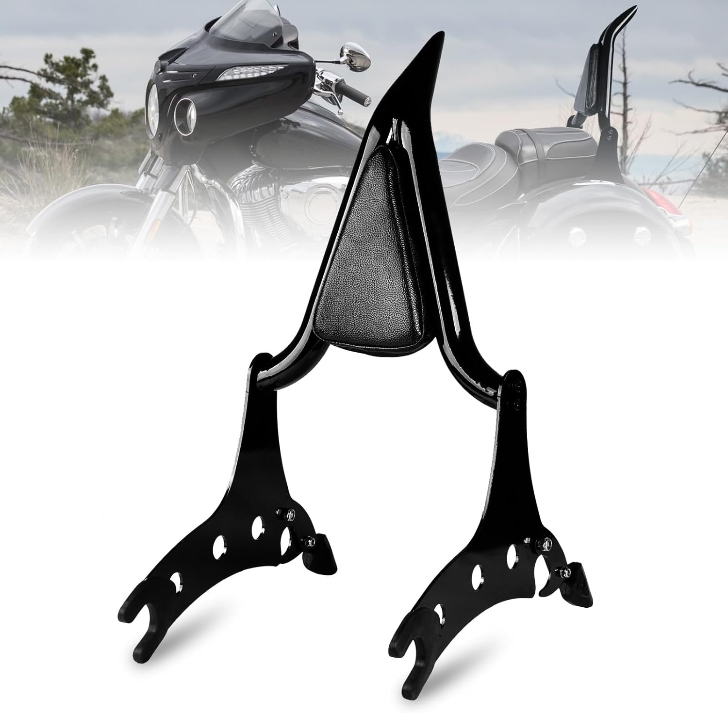 Black Tall Sissy Bar For Chieftain, Detachable Motorcycle 23" Sissy Bar Passenger