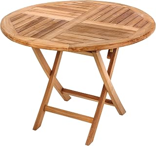 riess-ambiente.de Massiver Gartentisch Empire Teak Ø100cm Natur Teakholz rund klappbar
