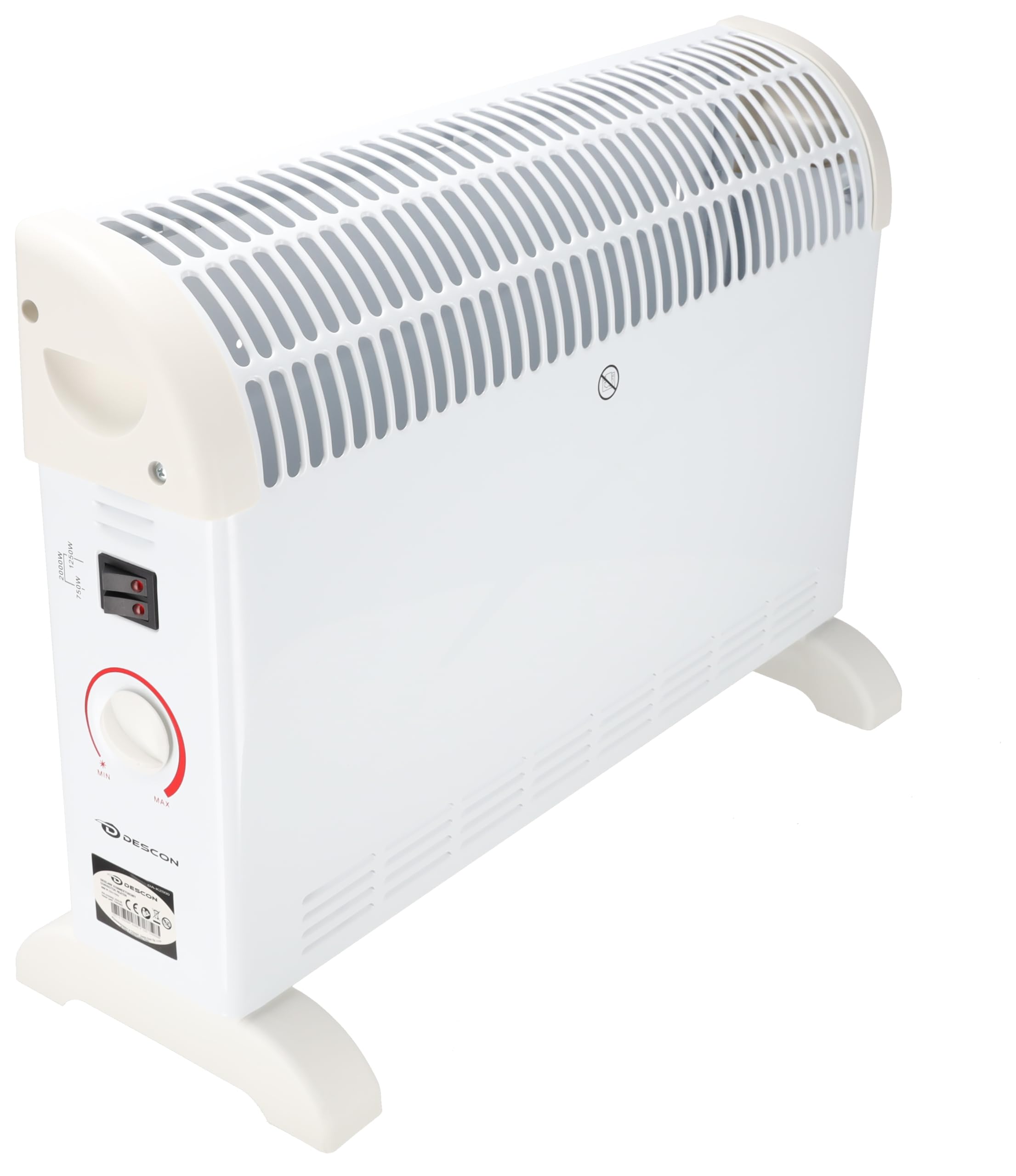 Calefactor convector con 2000 W de potencia, DESCON, protección antivuelco, termostato, protección contra sobrecalentamiento, fácil manejo y transporte, para calefacción adicional eficiente