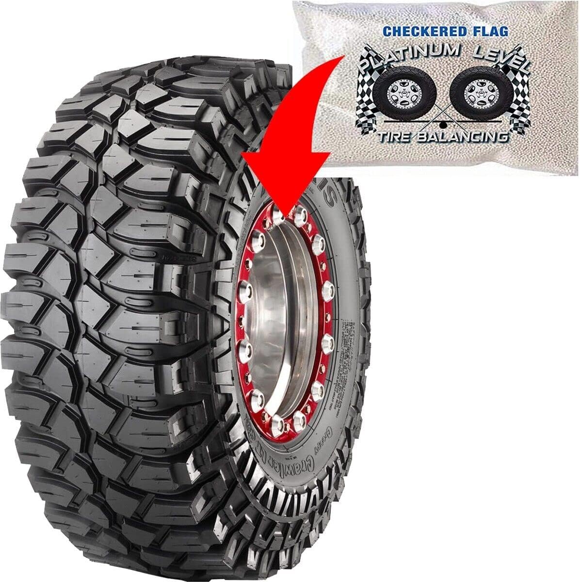 Tire Balance Beads Checkered Flag 6-14oz Bags, Balancing Beads for use in Motorcycle Semi Truck, ATV, Off-Road Vehicles, Trailers, Tire Beads Kit