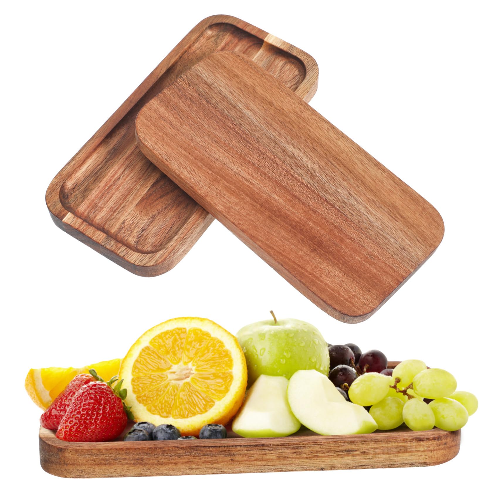 3piezas Bandeja De Madera para Servir Unidades Bandeja Rústica para Frutas