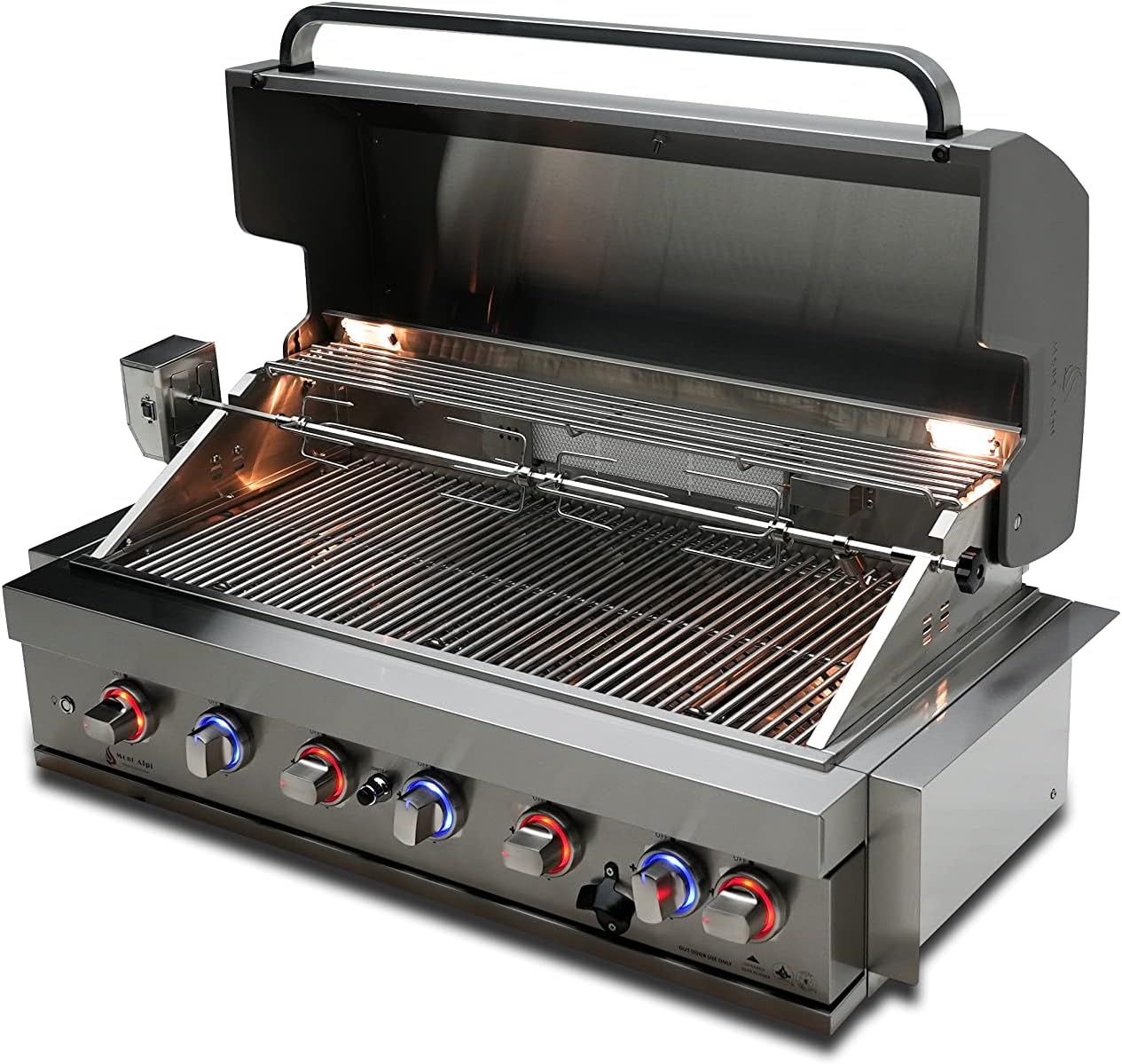 Mont Alpi Premium 6-Burner Stainless Steel Built-in BBQ Grill Head with cover