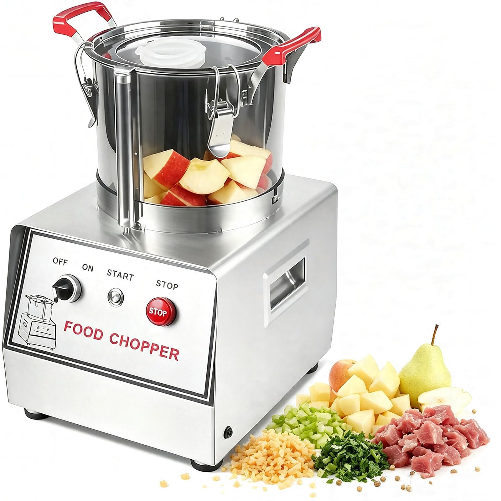 GBHJJ Commercial Meat Vegetable Food Processor, Stainless Steel Vegetable Chopper 15L