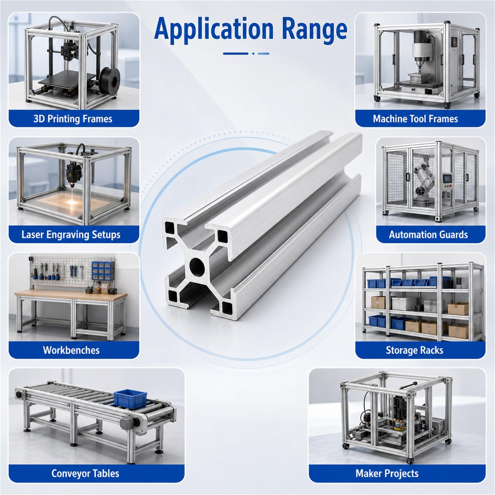 Modulare Aluminiumprofile,Aluminium Alu Profil Eloxiert,Vierkant Alu Profil,Robuste Konstruktion,Stabil Und Langlebig,FüR DIY 3D-Drucker Und CNC-Maschinen