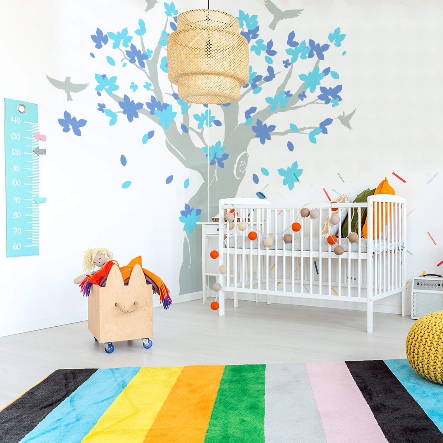 Adhesivo de Pared para Esquina de árbol Grande, diseño de Ramas de Vinilo, decoración de pájaros Gigantes, Vinilo, 92'' x 110'' (233x280 cm)