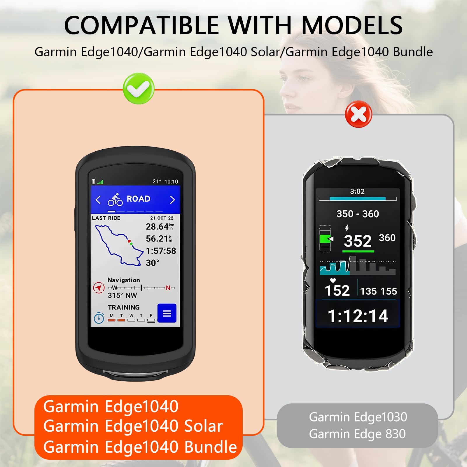 Funda Silicona para Garmin Edge 1040, 2 Protector de Pantalla para Garmin Edge 1040/1040 Solar/1040 Bundle Resistente?Funda Protección a Prueba, Accesorios GPS Bicicleta Ordenadores
