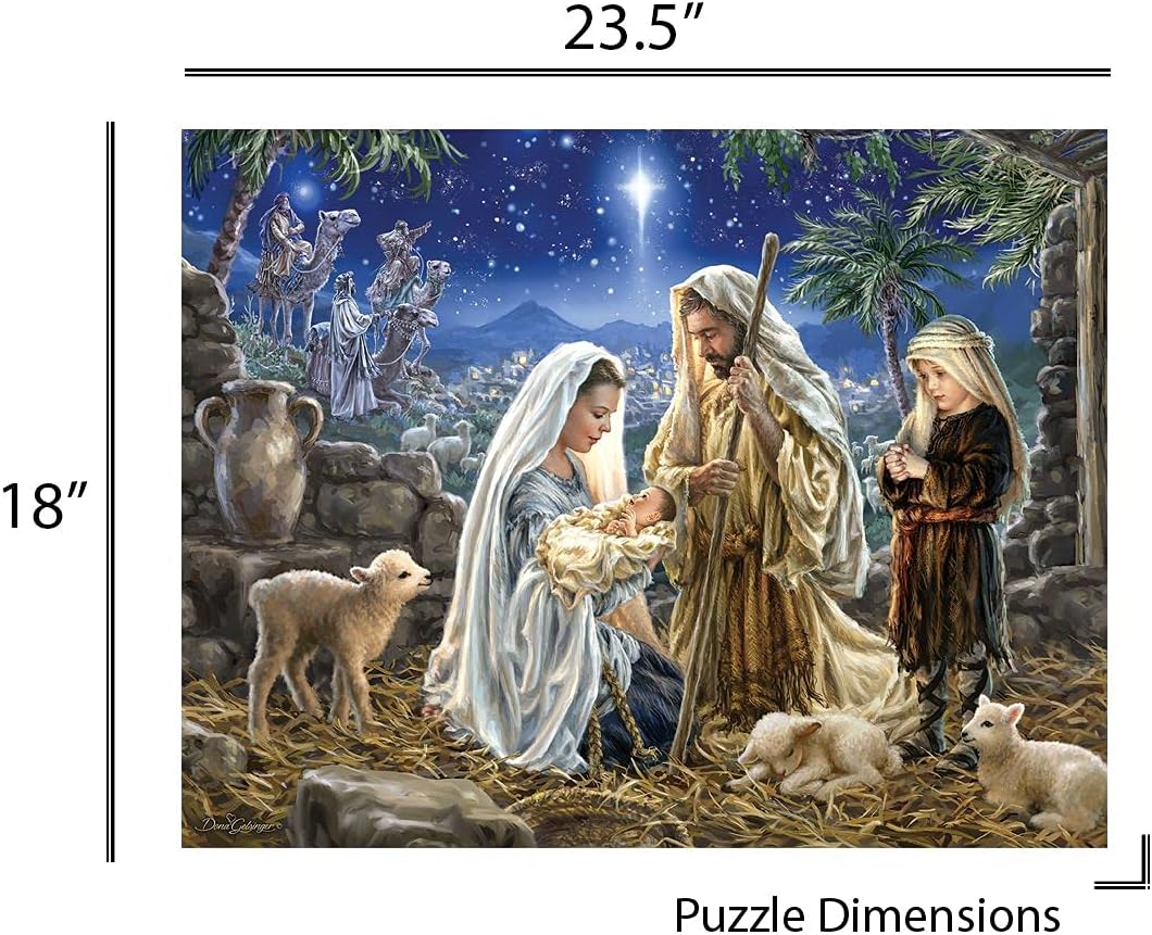 Springbok - Let Us Adore Him - 500 Piece Jigsaw Puzzle Illustration of The Nativity Scene